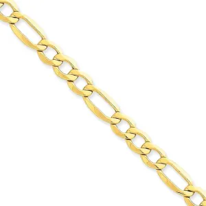 14k Yellow Gold 7.30-mm Semi Solid Figaro Chain