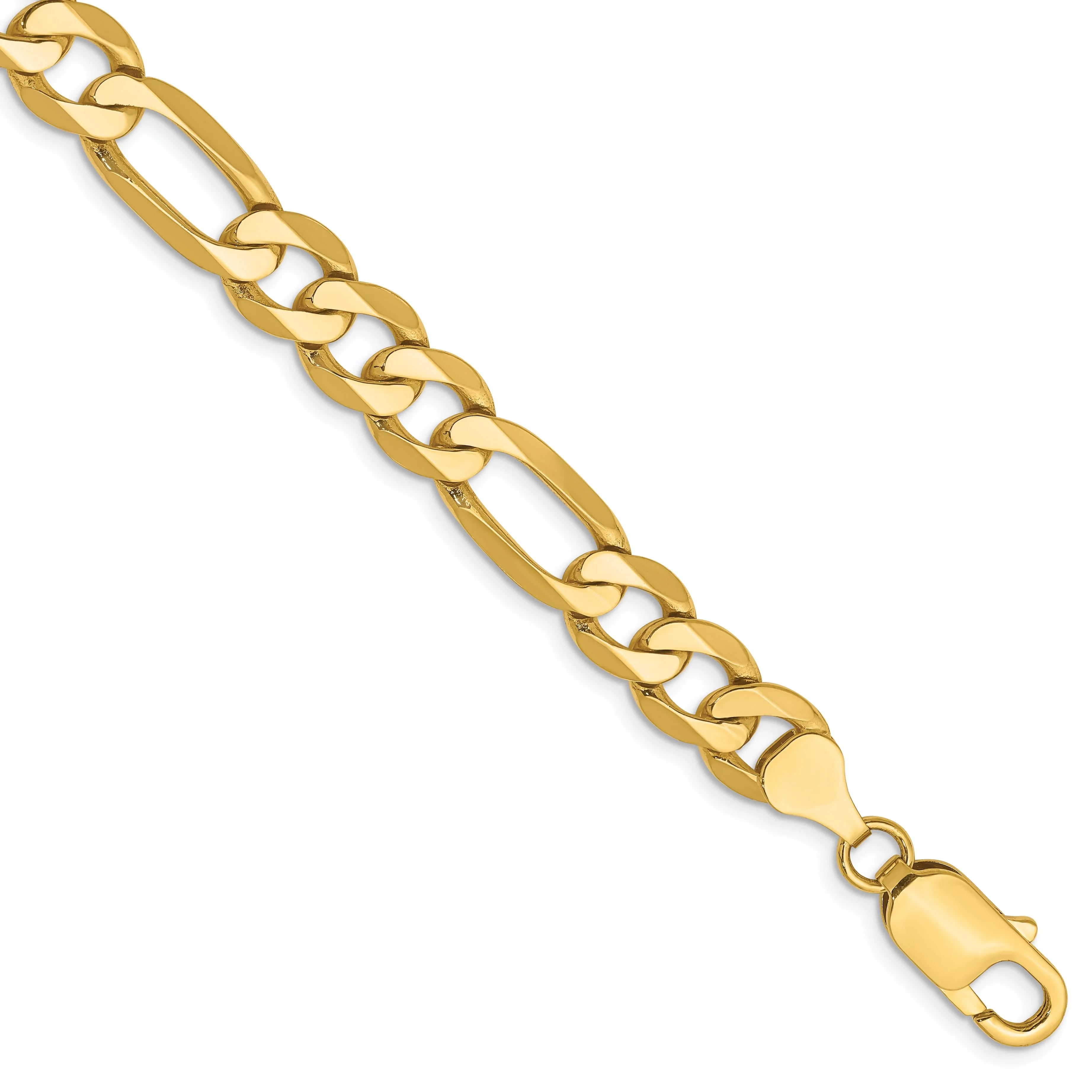 14k Yellow Gold 7.50-mm Flat Solid Figaro Chain