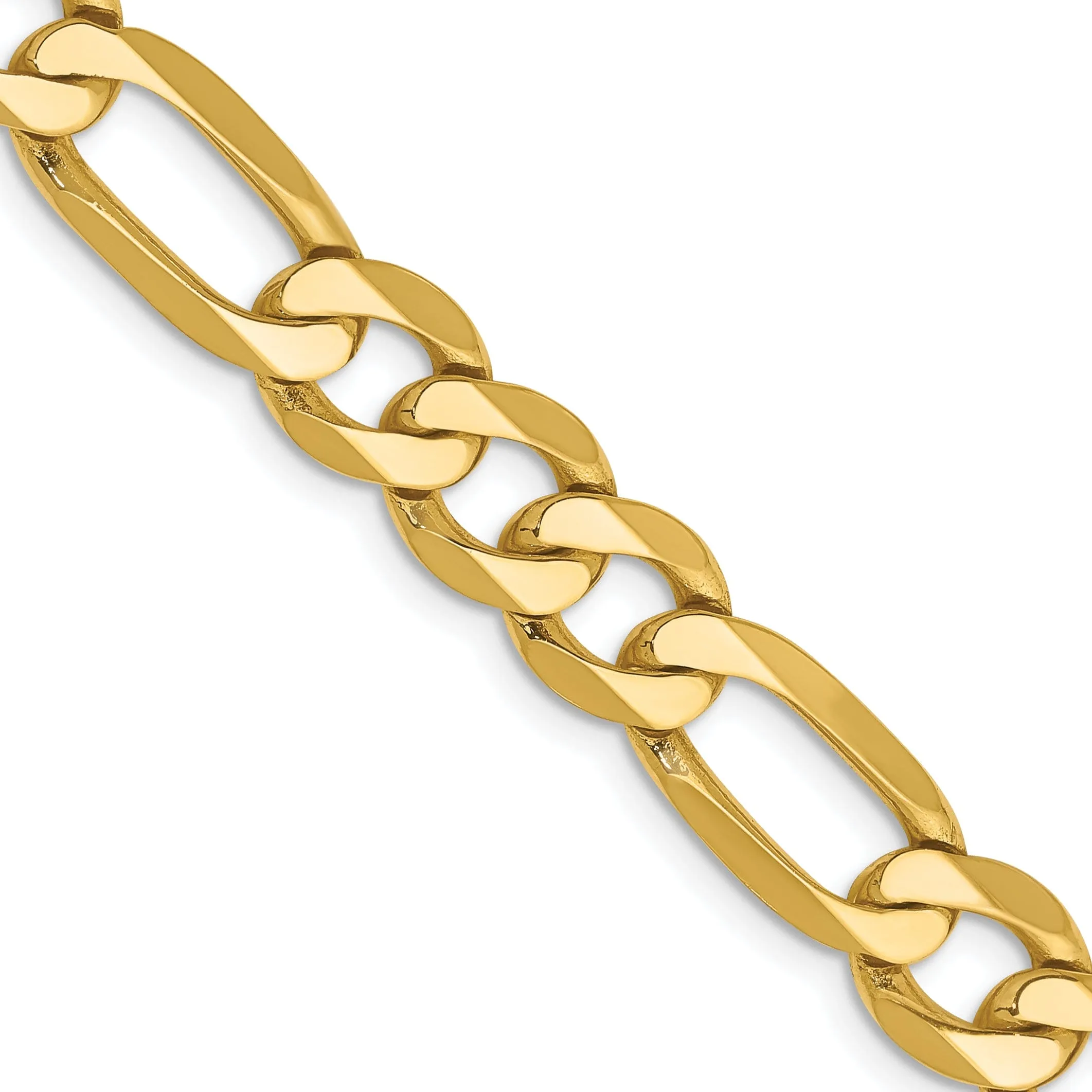 14k Yellow Gold 7.50-mm Flat Solid Figaro Chain