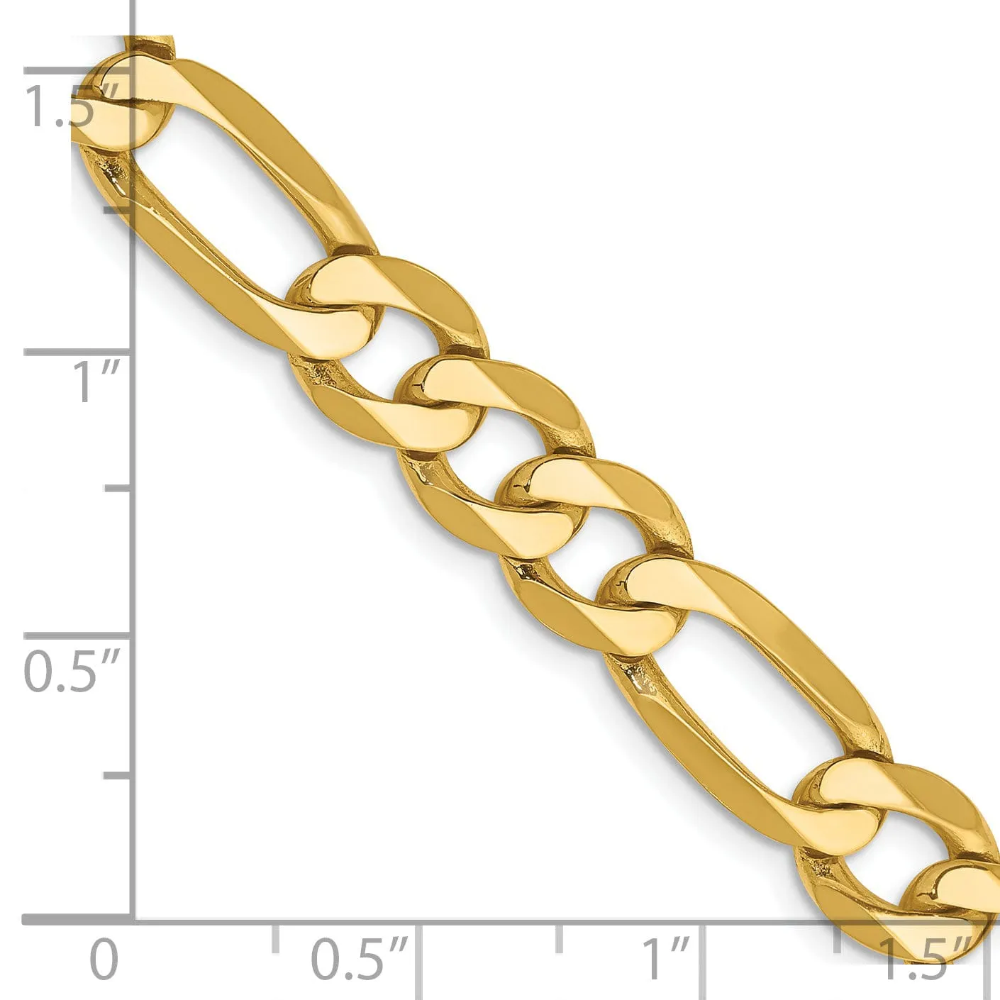 14k Yellow Gold 7.50-mm Flat Solid Figaro Chain