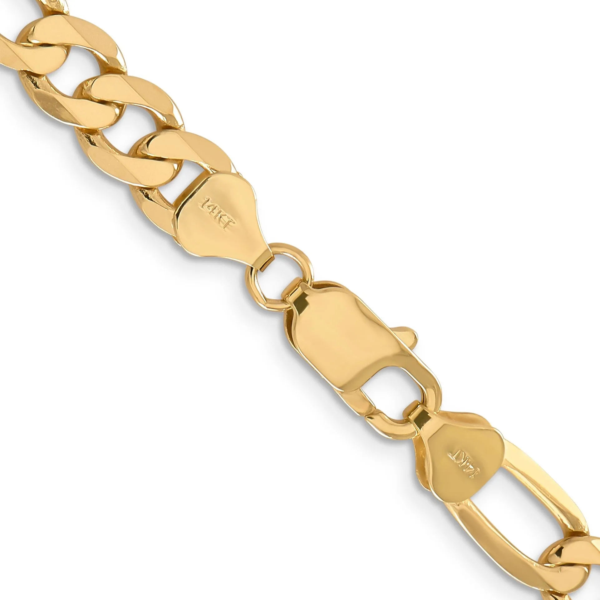 14k Yellow Gold 7.50-mm Flat Solid Figaro Chain