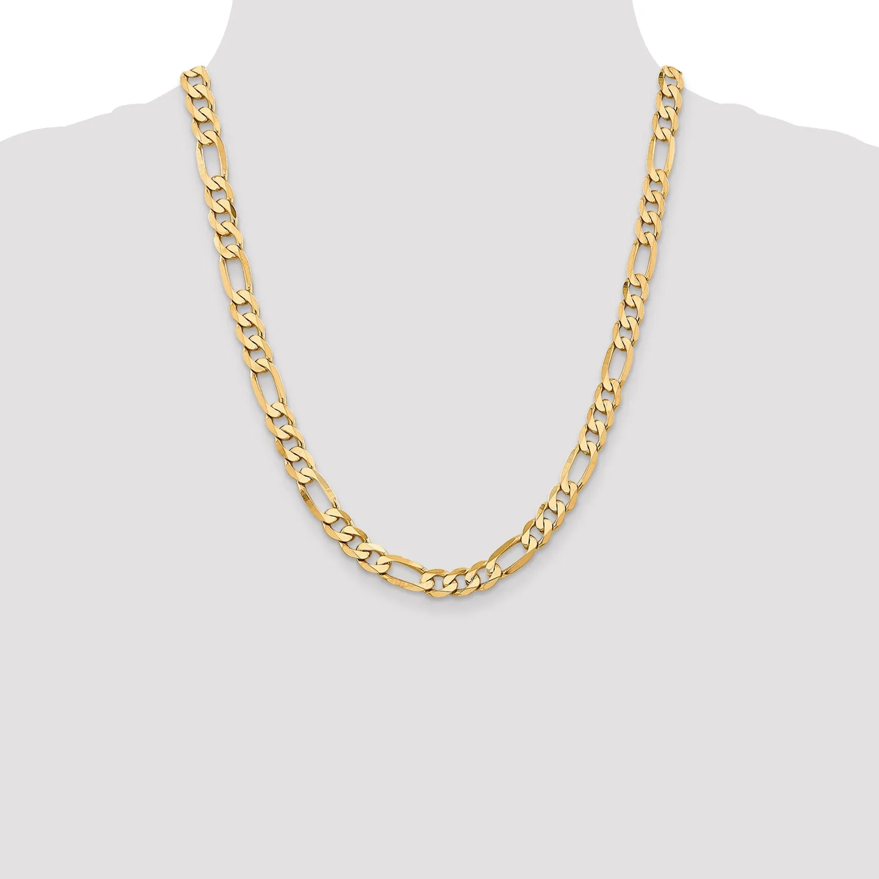 14k Yellow Gold 7.50-mm Flat Solid Figaro Chain