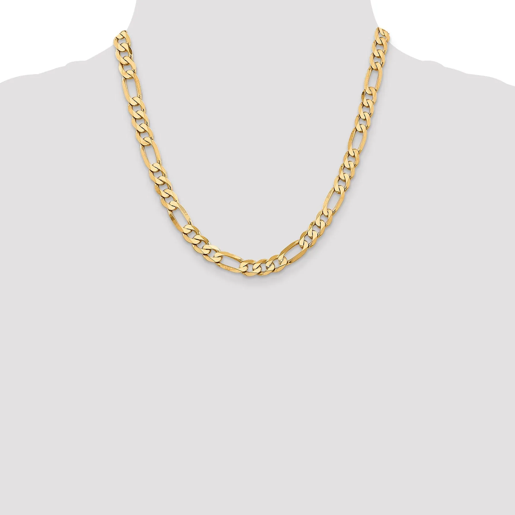 14k Yellow Gold 7.50-mm Flat Solid Figaro Chain