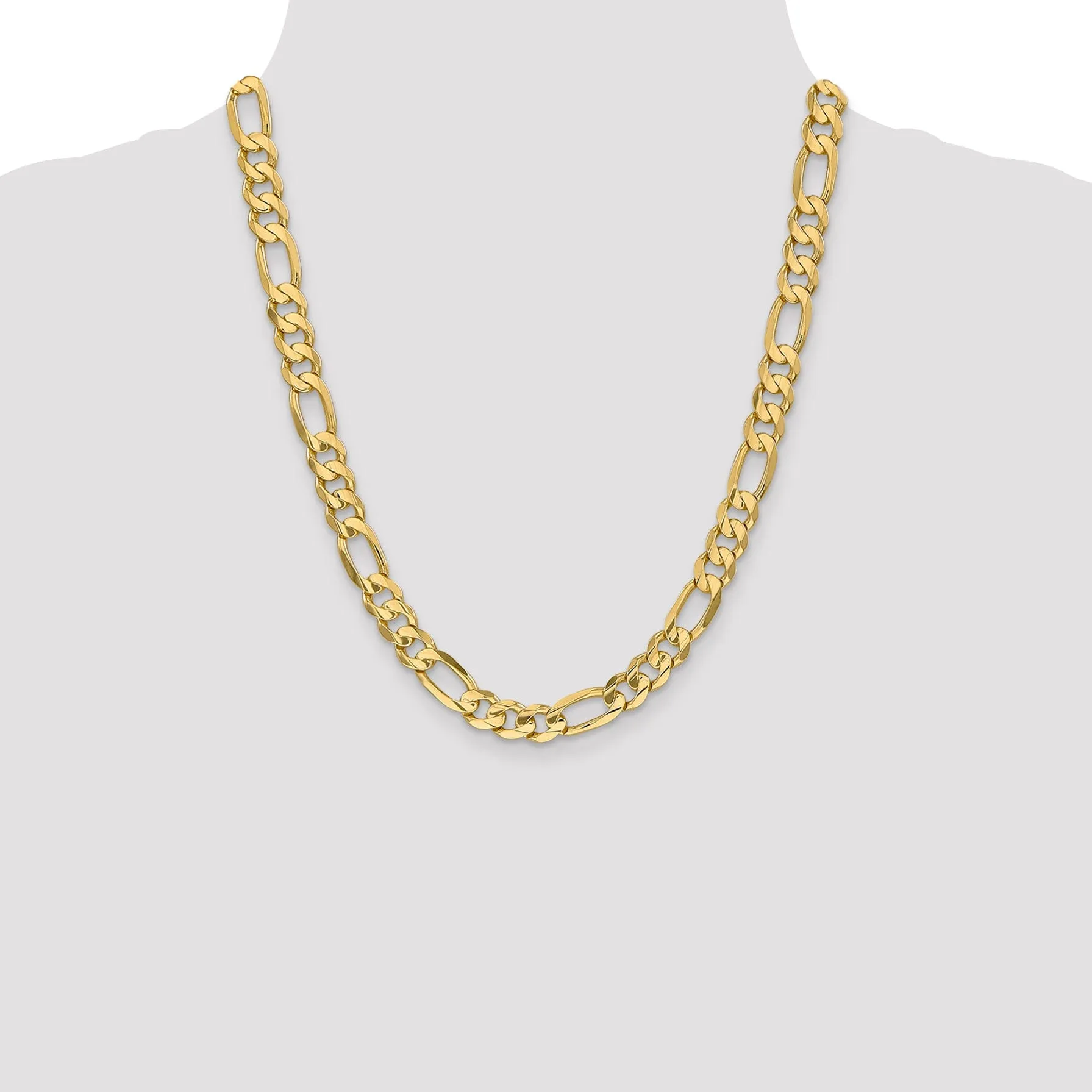 14k Yellow Gold 8.75m Concave Open Figaro Chain