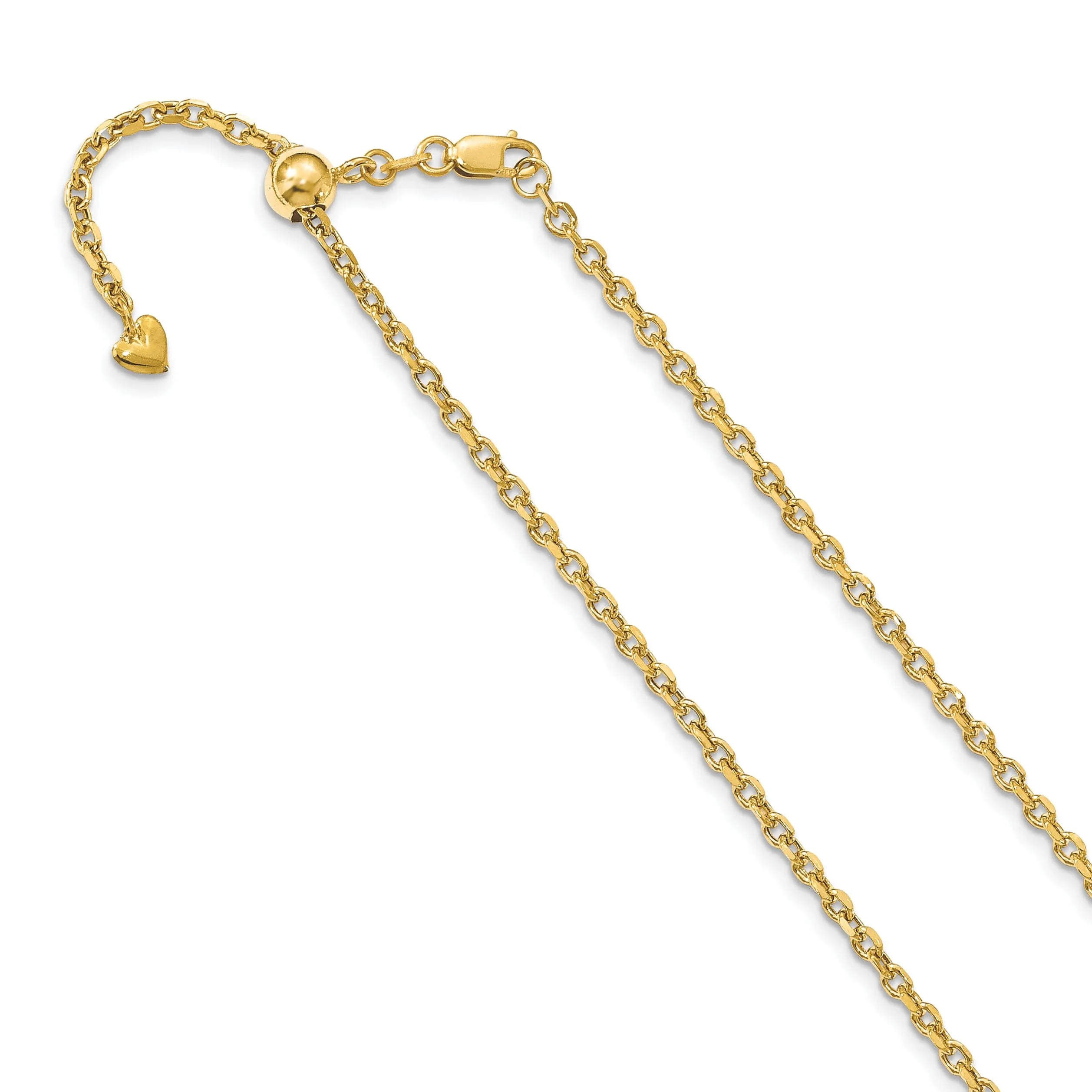 14k Yellow Gold Adjustable Semi Solid Chain