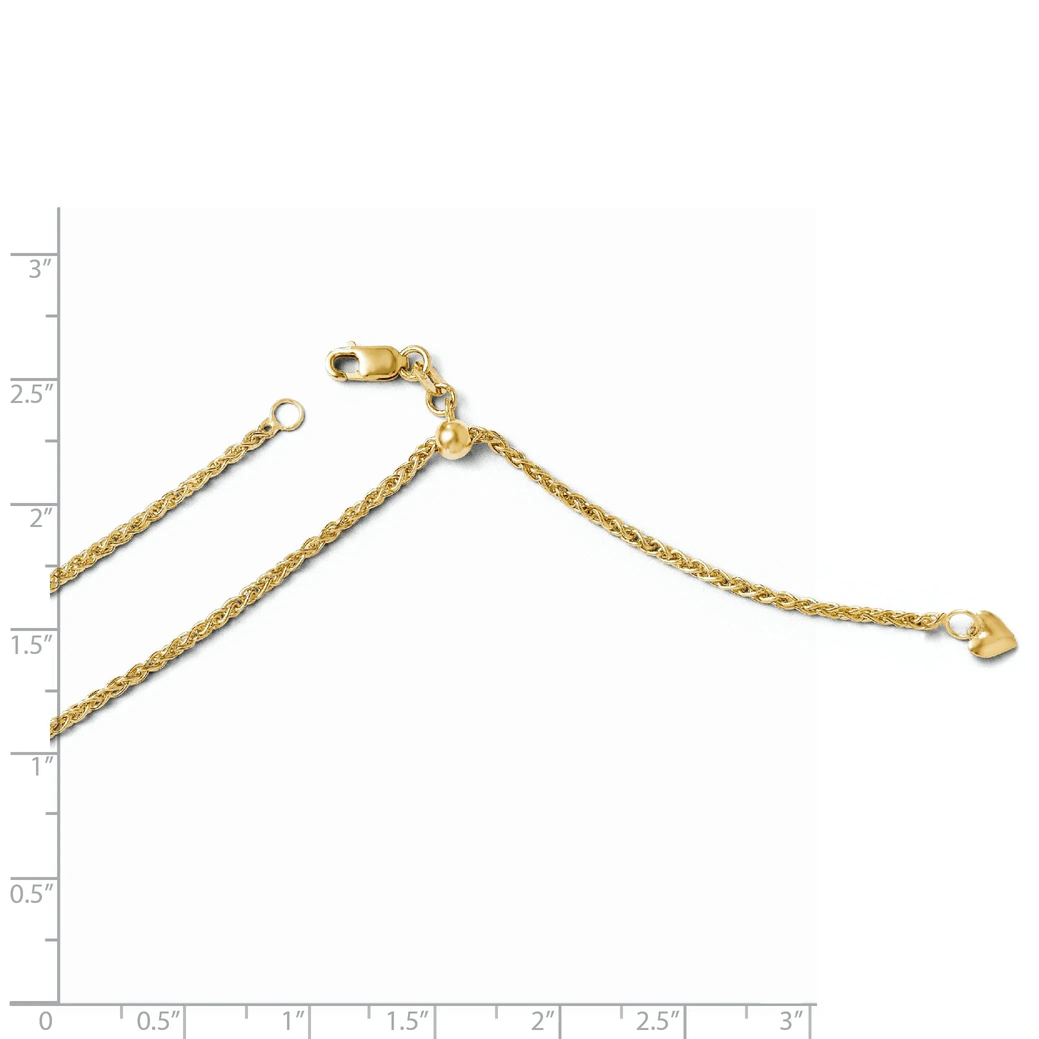 14k Yellow Gold Adjustable Semi Solid Chain