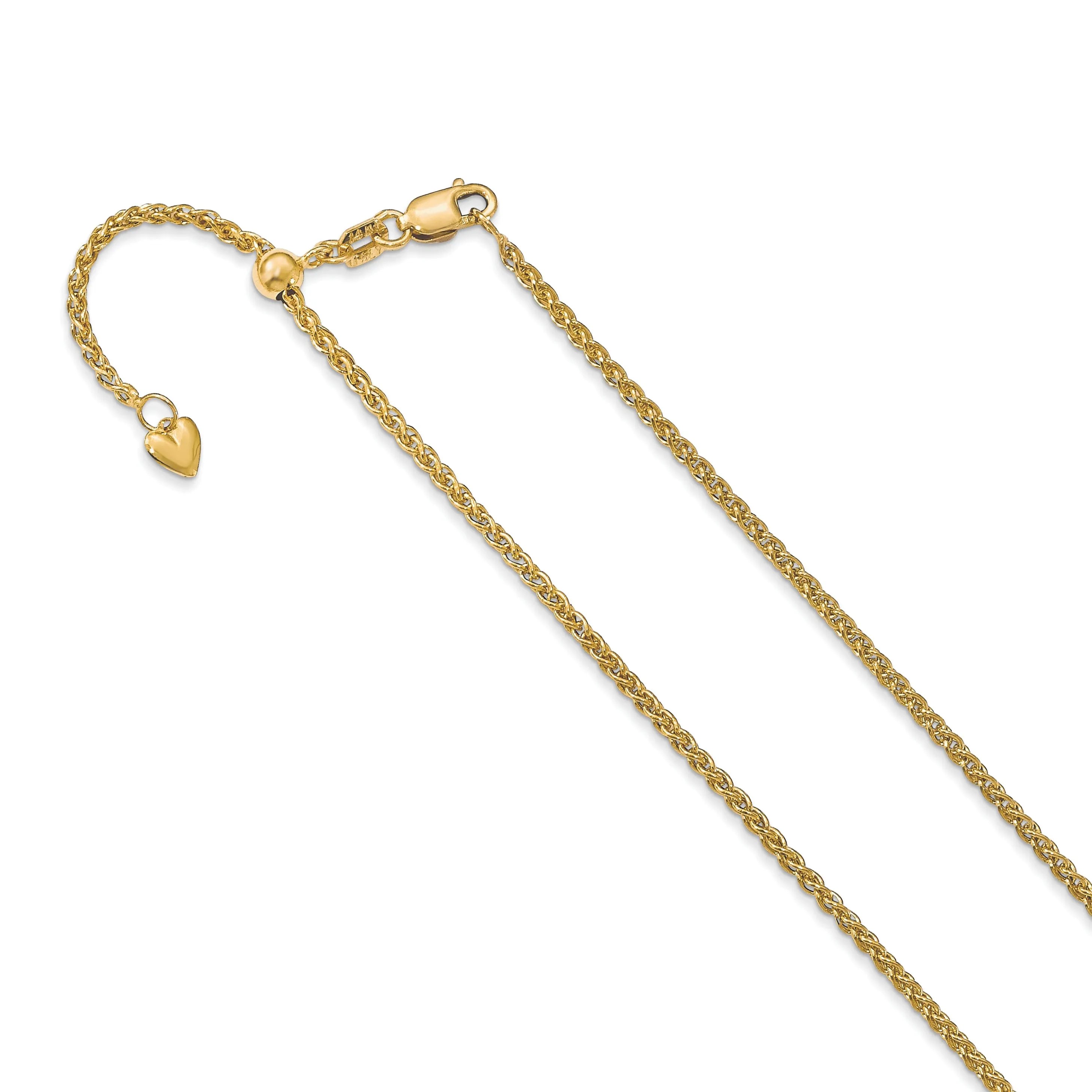 14k Yellow Gold Adjustable Semi Solid Chain