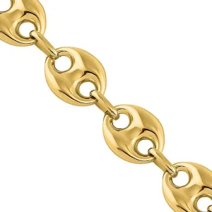 14k Yellow Gold Anchor Puff Link Chain 12.25 mm