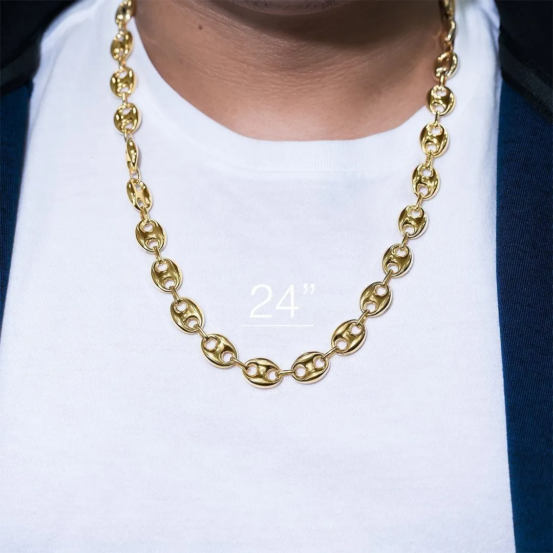 14k Yellow Gold Anchor Puff Link Chain 12.25 mm