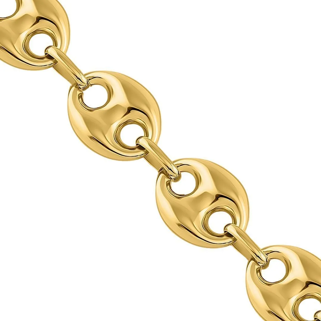14k Yellow Gold Anchor Puff Link Chain 12.25 mm