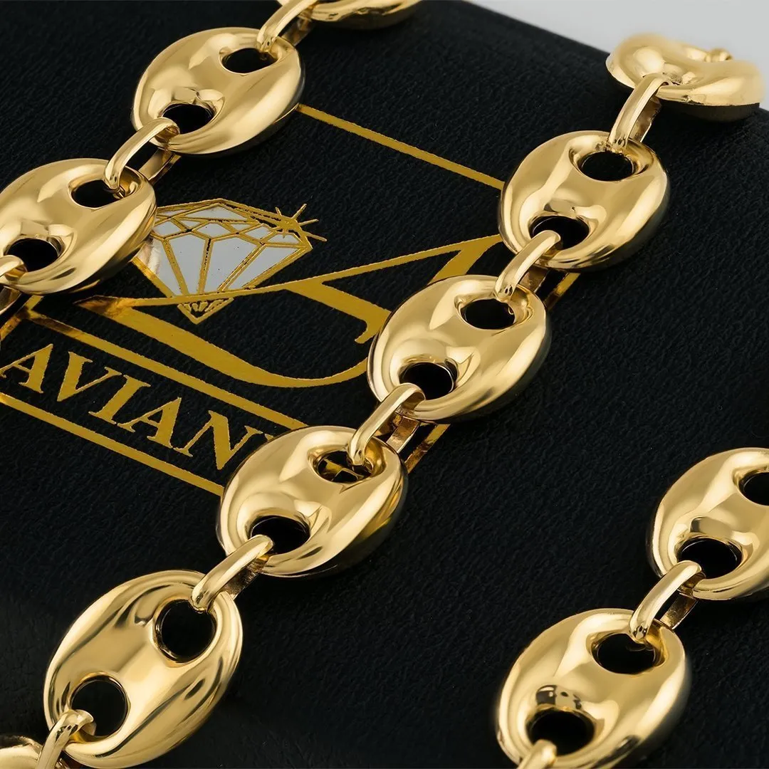 14k Yellow Gold Anchor Puff Link Chain 12.25 mm