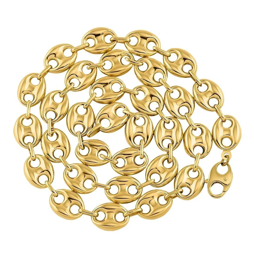 14k Yellow Gold Anchor Puff Link Chain 12.25 mm