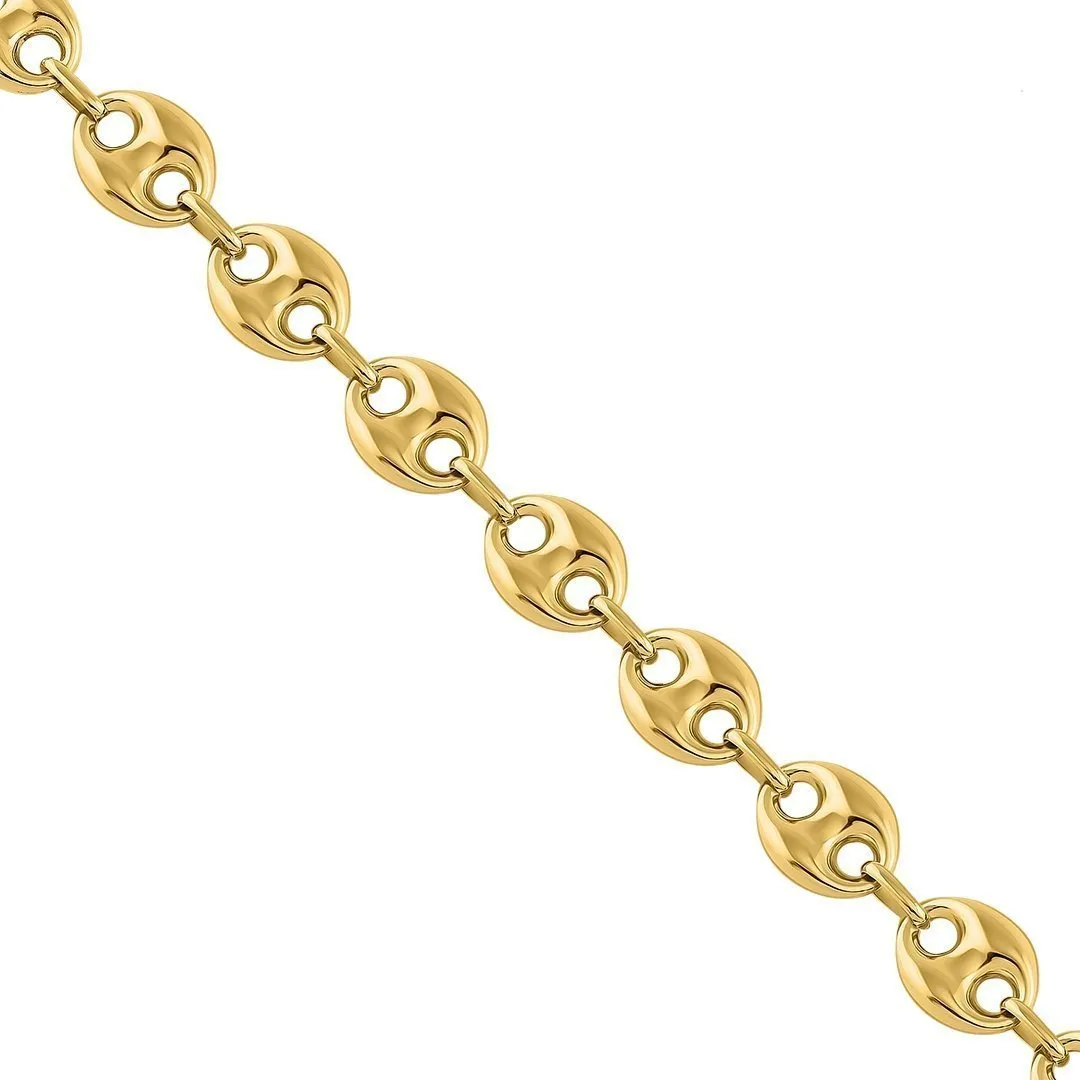 14k Yellow Gold Anchor Puff Link Chain 12.25 mm