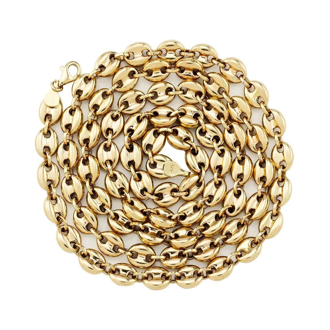 14k Yellow Gold Anchor Puff Link Chain 6 mm