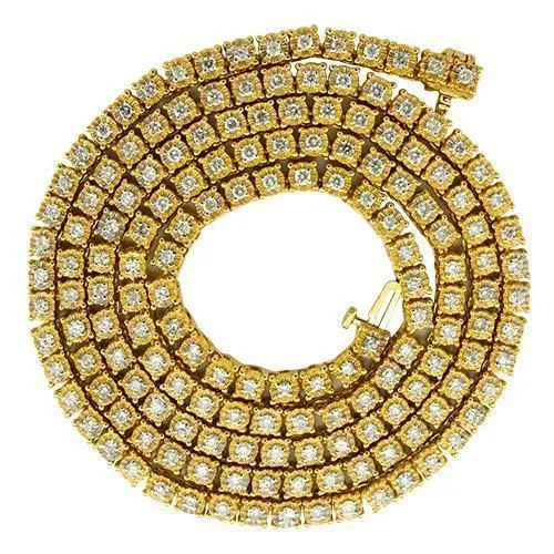 14k Yellow Gold Diamond Tennis Chain 4 mm 5 Ctw