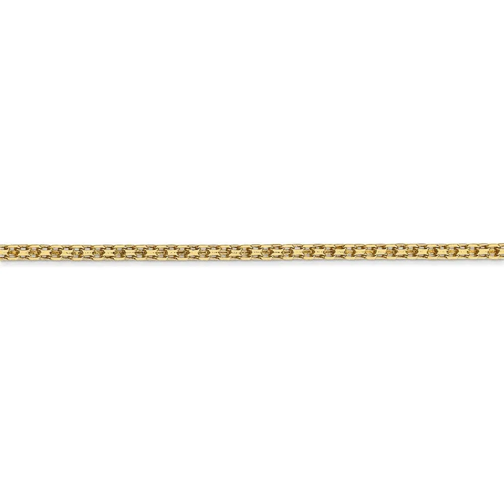 14k Yellow Gold Polish 2.00mm Flat Solid Chain
