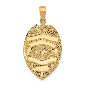 14k Yellow Gold Polished Large Badge Pendant