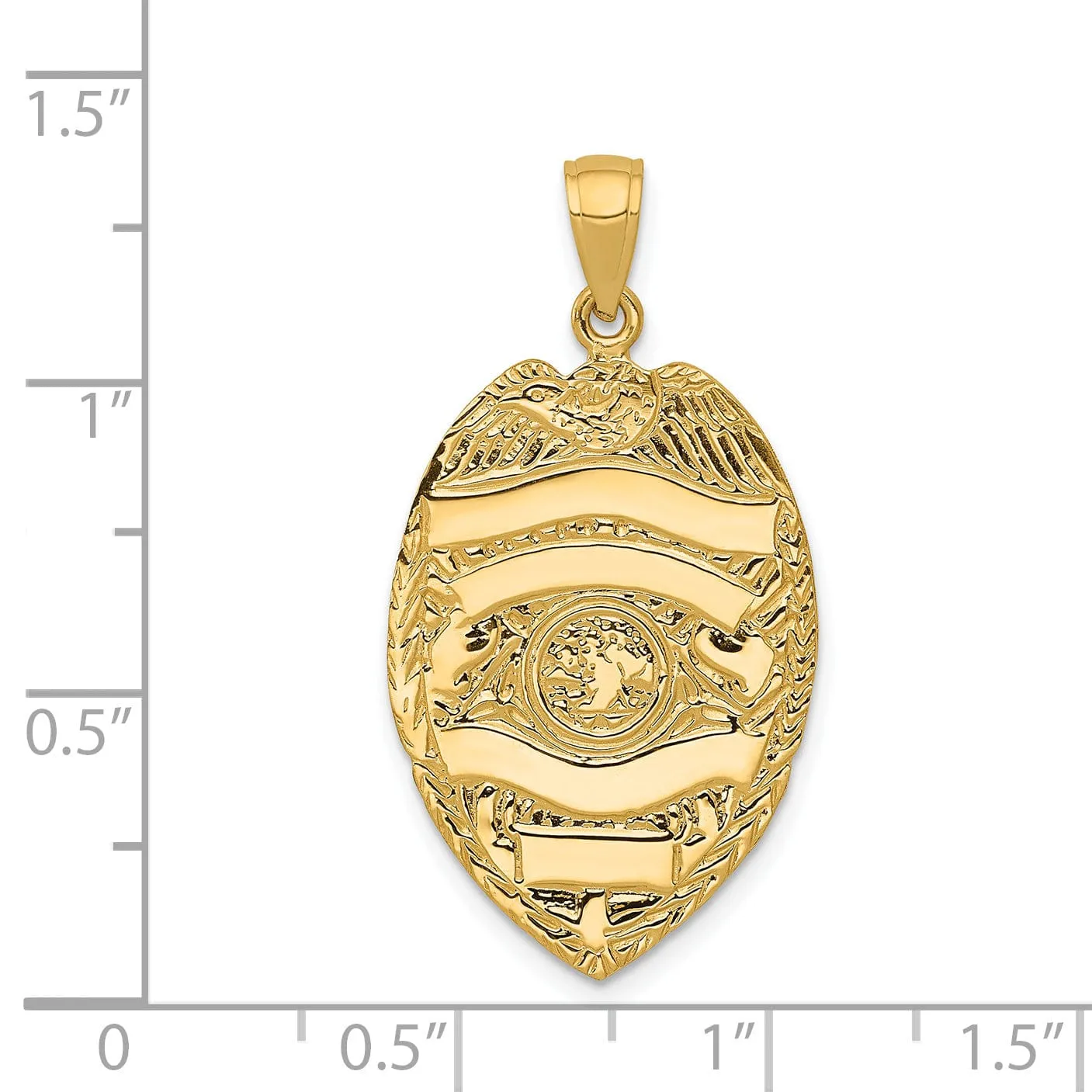 14k Yellow Gold Polished Large Badge Pendant
