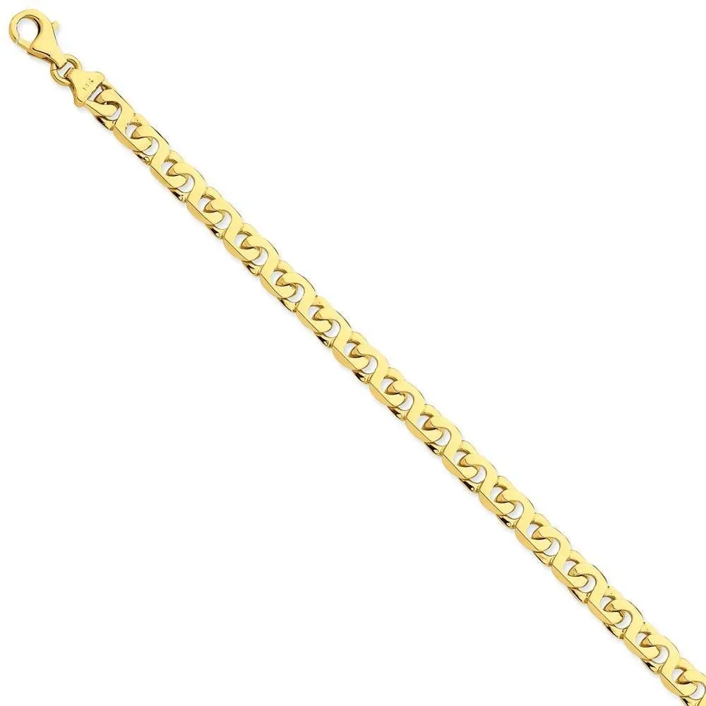 14k Yellow Gold Solid 6.00mm Fancy Link Chain