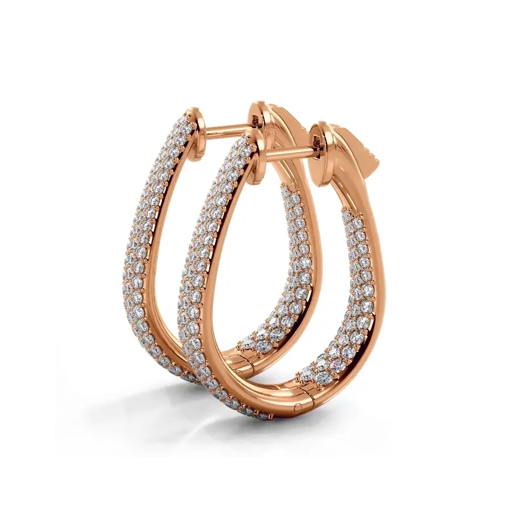 1.50 ctw. Inside Out Dome Pave Diamond Hoop Earrings