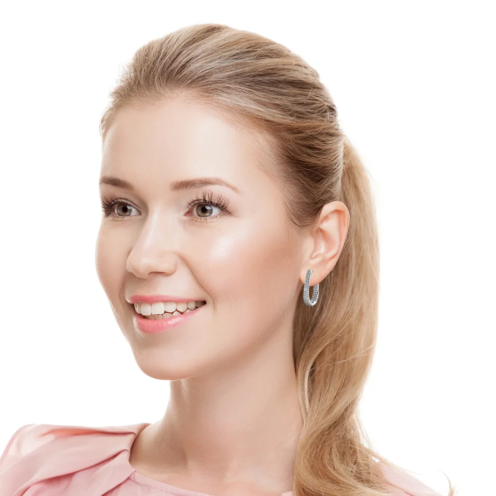 1.50 ctw. Inside Out Dome Pave Diamond Hoop Earrings