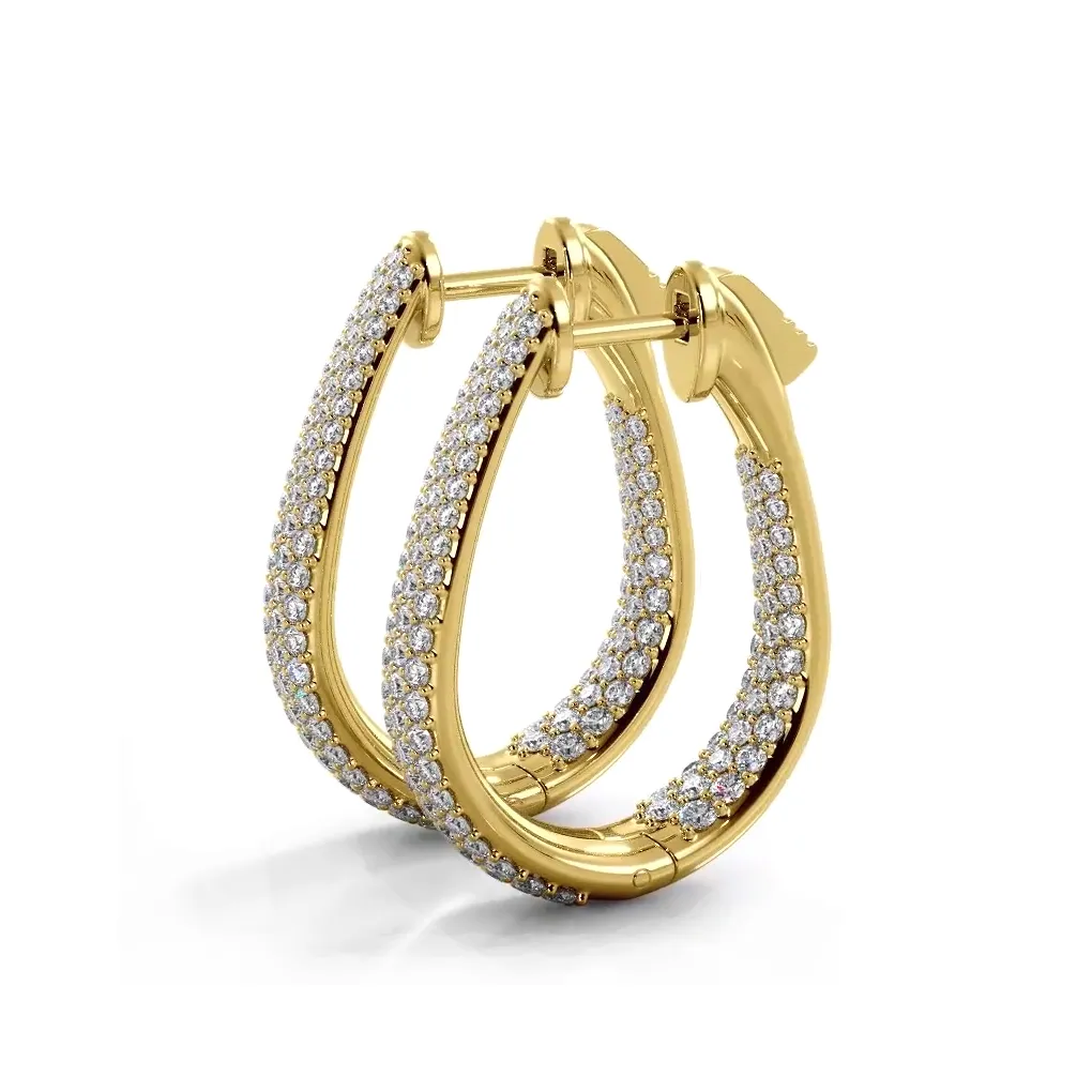 1.50 ctw. Inside Out Dome Pave Diamond Hoop Earrings