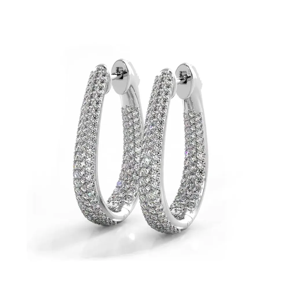 1.50 ctw. Inside Out Dome Pave Diamond Hoop Earrings