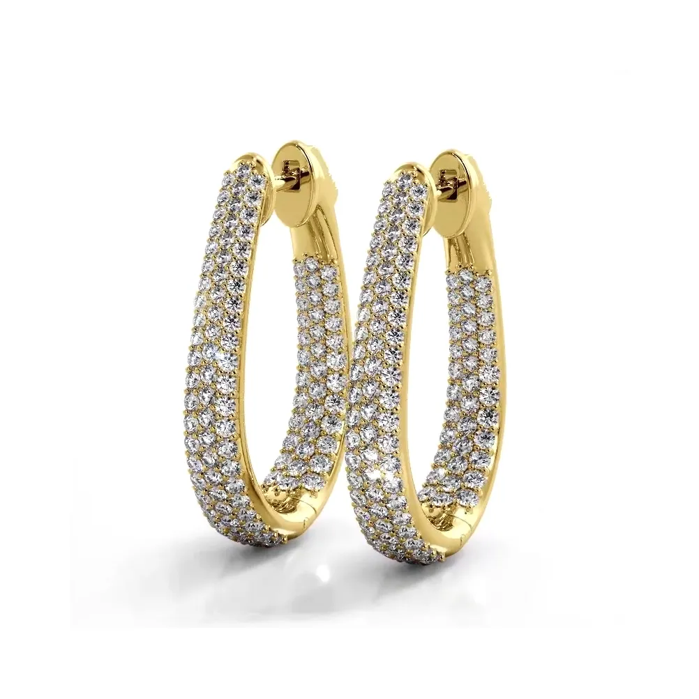 1.50 ctw. Inside Out Dome Pave Diamond Hoop Earrings