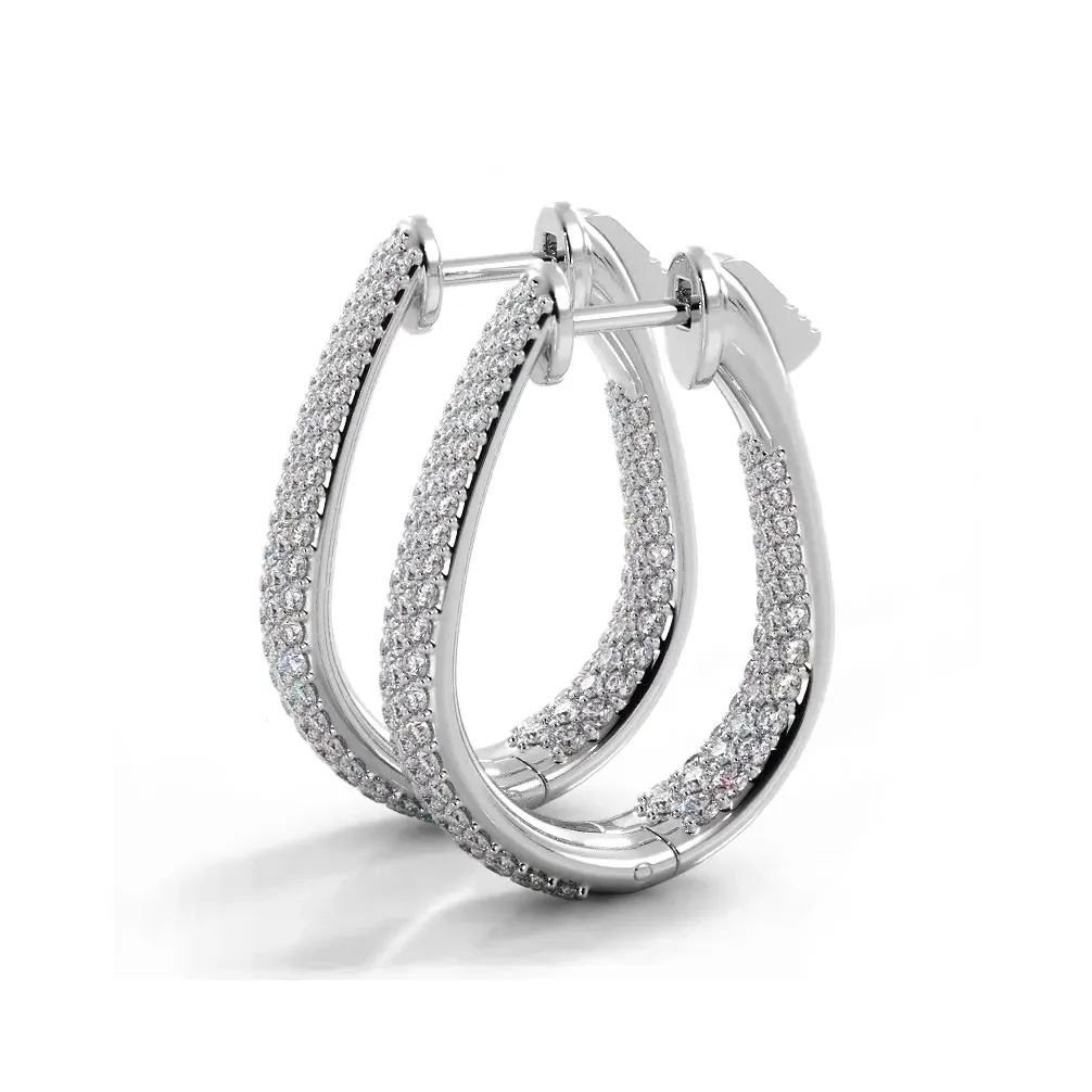 1.50 ctw. Inside Out Dome Pave Diamond Hoop Earrings
