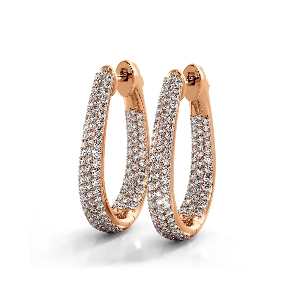 1.50 ctw. Inside Out Dome Pave Diamond Hoop Earrings