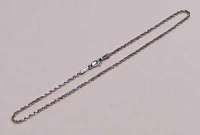 1.5MM SOLID 14K WHITE GOLD DIAMOND CUT ROPE CHAIN ANKLET 9"