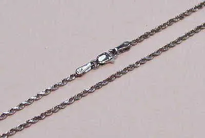 1.5MM SOLID 14K WHITE GOLD DIAMOND CUT ROPE CHAIN ANKLET 9"
