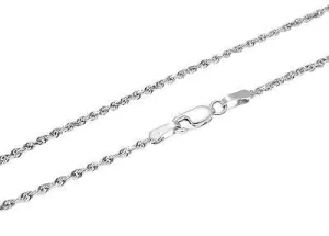 1.5MM SOLID 14K WHITE GOLD DIAMOND CUT ROPE CHAIN BRACELET 8"