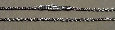 1.5MM SOLID 14K WHITE GOLD DIAMOND CUT ROPE CHAIN BRACELET 8"