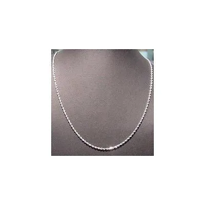 1.5MM SOLID 14K WHITE GOLD DIAMOND CUT ROPE CHAIN NECKLACE 16" 18" 20" 22" 24" 30"