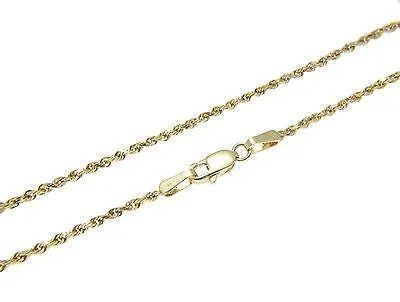 1.5MM SOLID 14K YELLOW GOLD DIAMOND CUT ROPE CHAIN BRACELET 8"