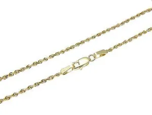 1.5MM SOLID 14K YELLOW GOLD DIAMOND CUT ROPE CHAIN BRACELET 8"