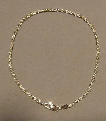 1.5MM SOLID 14K YELLOW GOLD DIAMOND CUT ROPE CHAIN BRACELET 8"