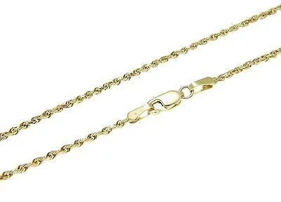 1.5MM SOLID 14K YELLOW GOLD DIAMOND CUT ROPE CHAIN BRACELET 8"