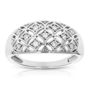 1/6 cttw Lab Grown Diamond Floral Wedding Band Sterling Silver