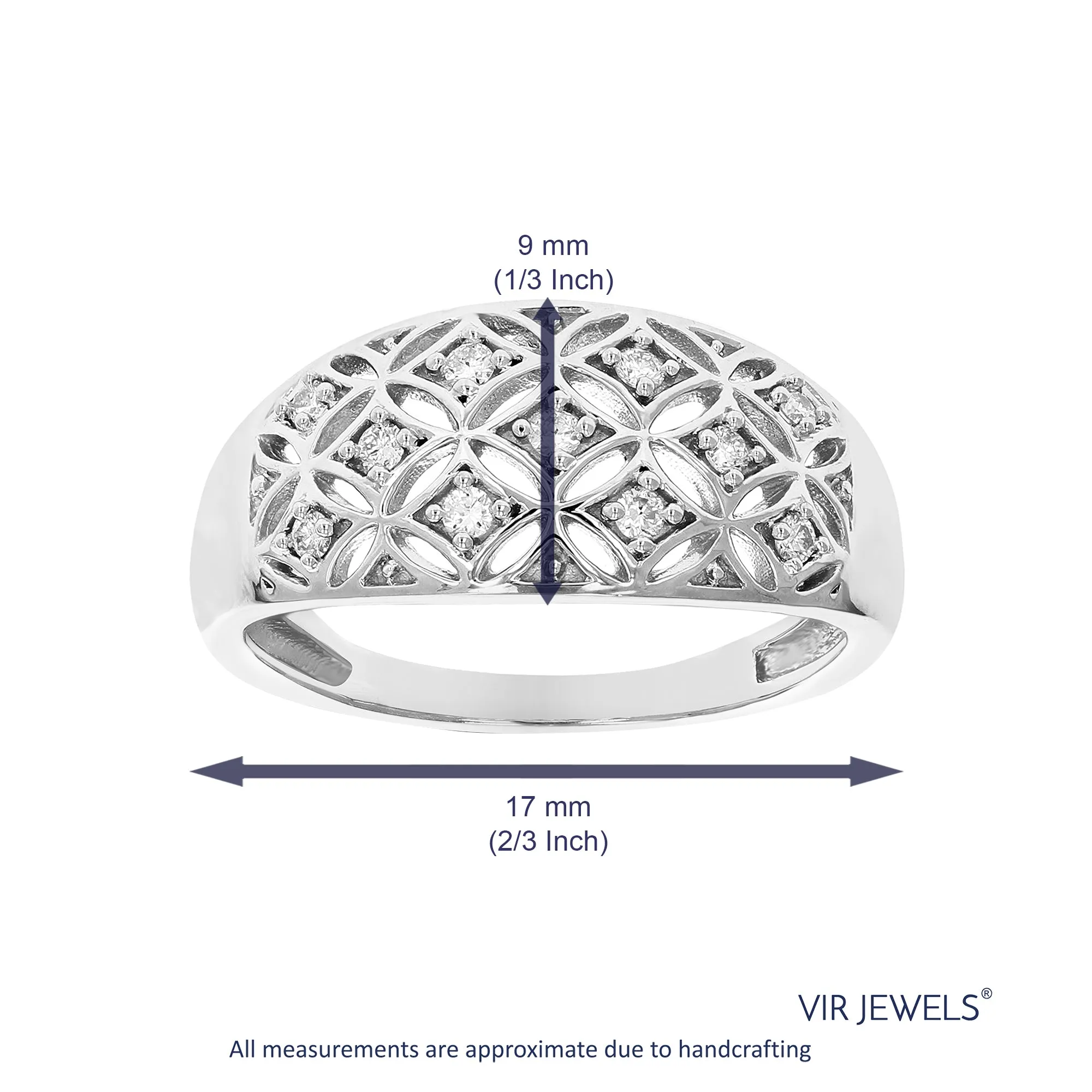 1/6 cttw Lab Grown Diamond Floral Wedding Band Sterling Silver