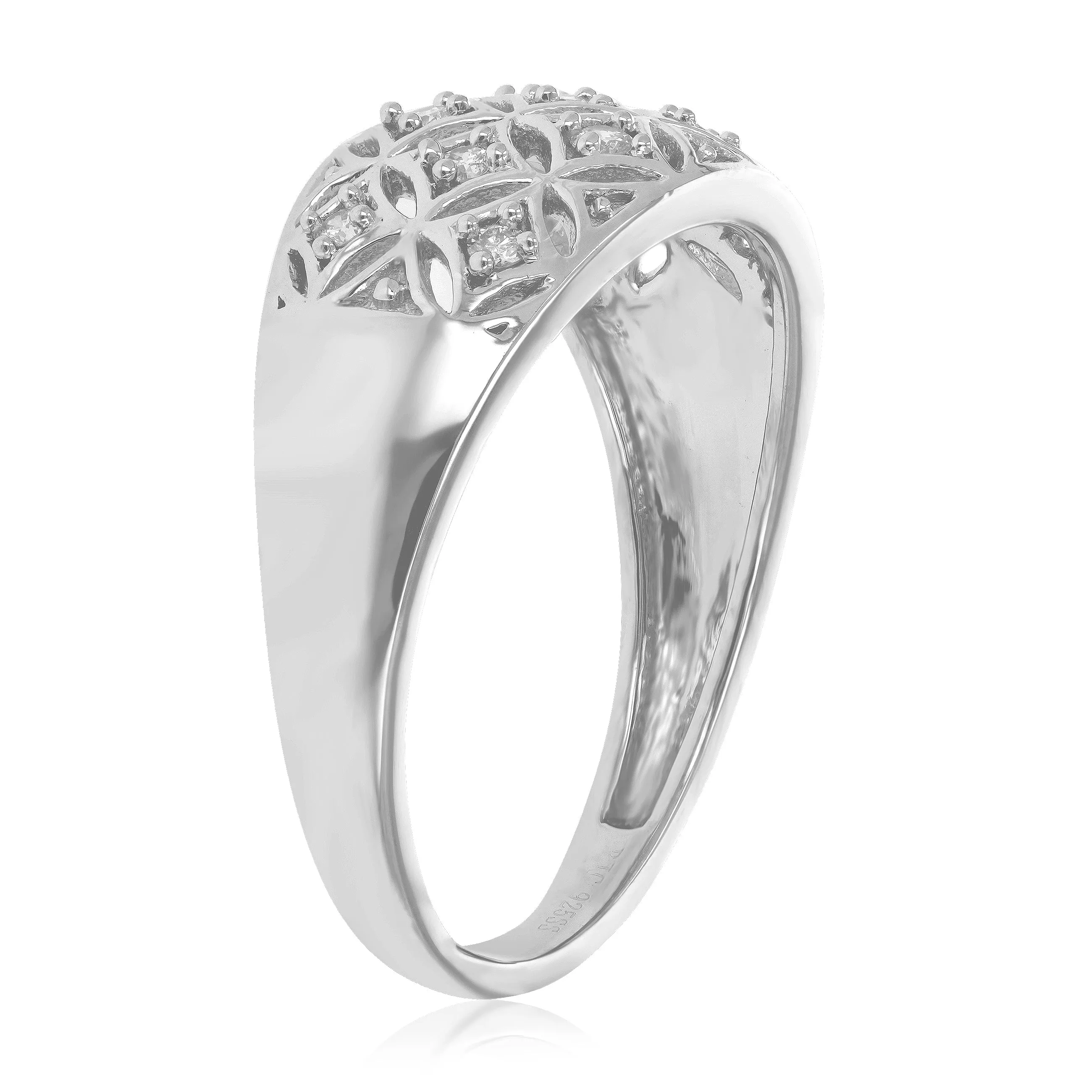1/6 cttw Lab Grown Diamond Floral Wedding Band Sterling Silver