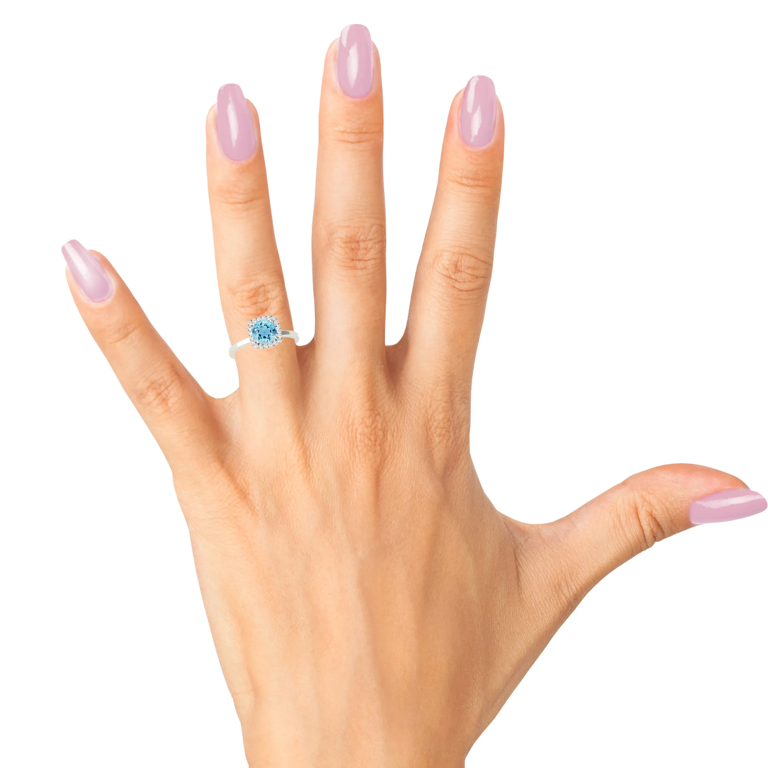 1.75 ct. Genuine Aquamarine Ring with Cushion Halo