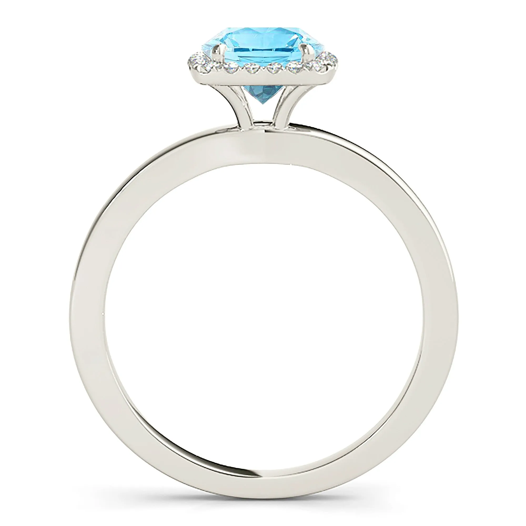 1.75 ct. Genuine Aquamarine Ring with Cushion Halo