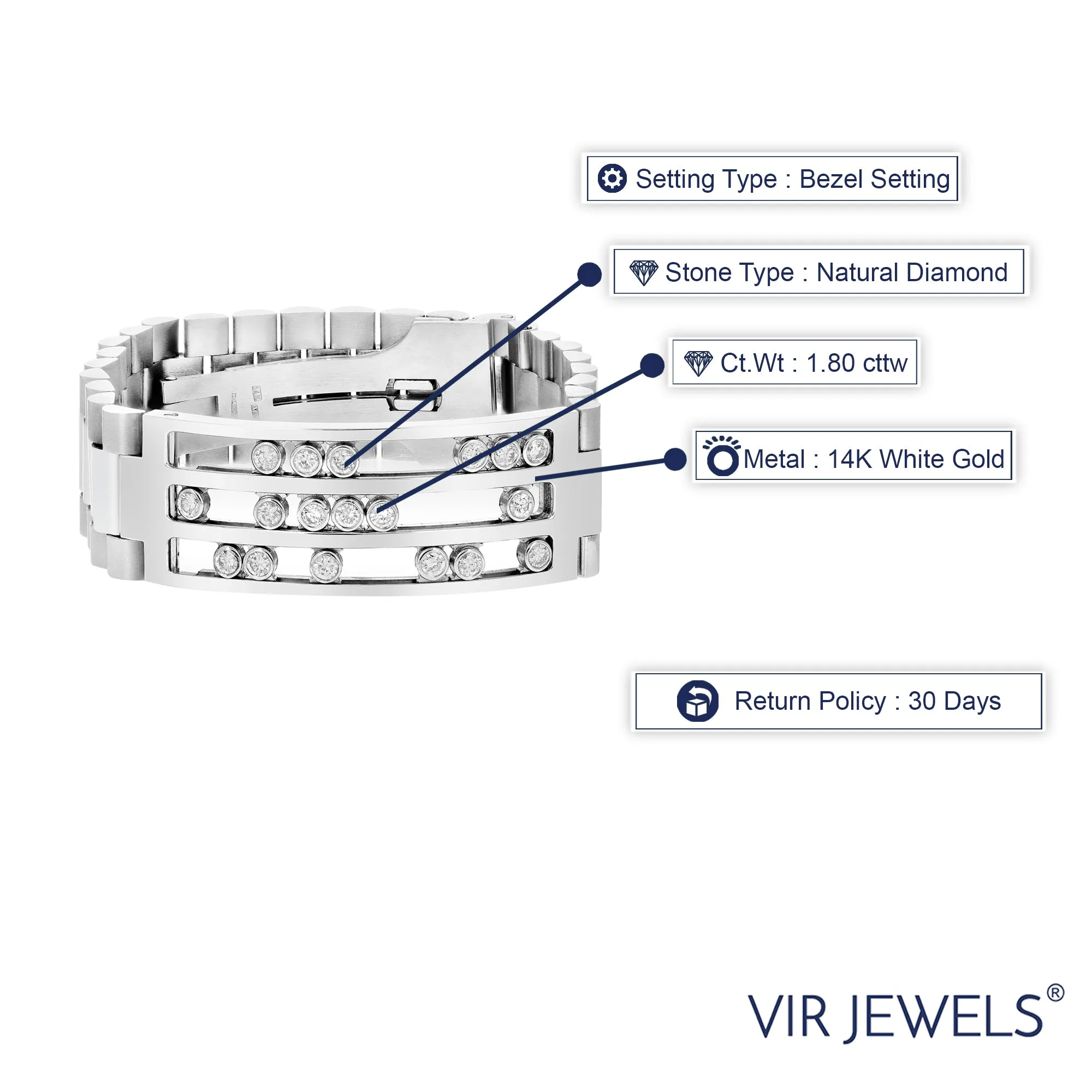 1.80 cttw Diamond Bracelet in 14K White Gold