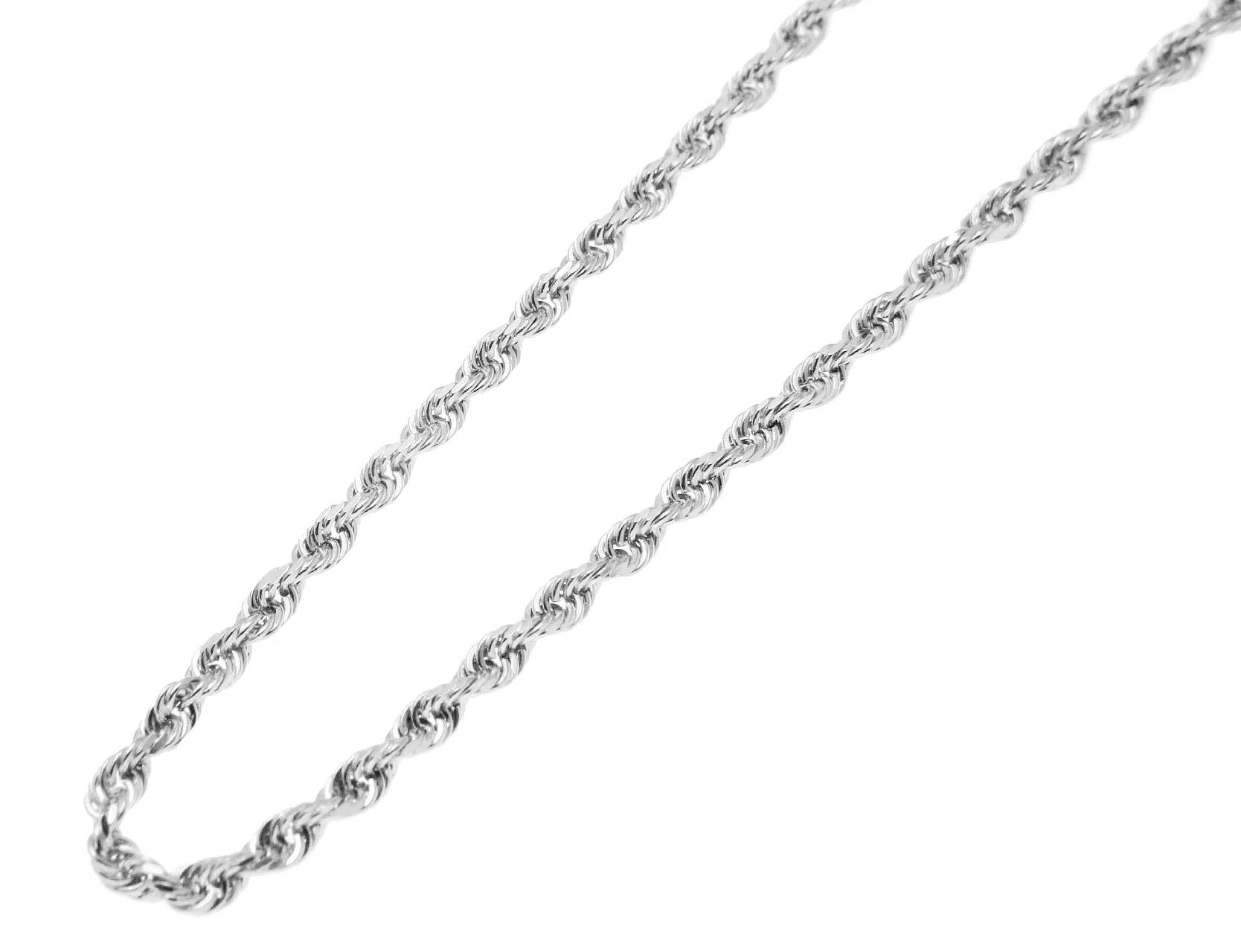 1.85MM SOLID 14K WHITE GOLD DIAMOND CUT ROPE CHAIN NECKLACE 16" 18" 20" 22" 24" 30"