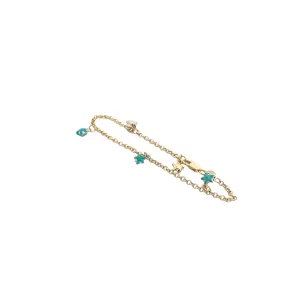 18K YELLOW GOLD 2.80 GRAM BLUE ENAMEL STAR BABY GIRL BRACELET