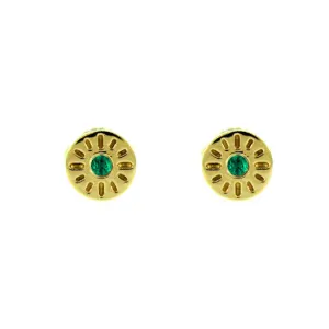18k Yellow Gold Emerald Earrings Timeless