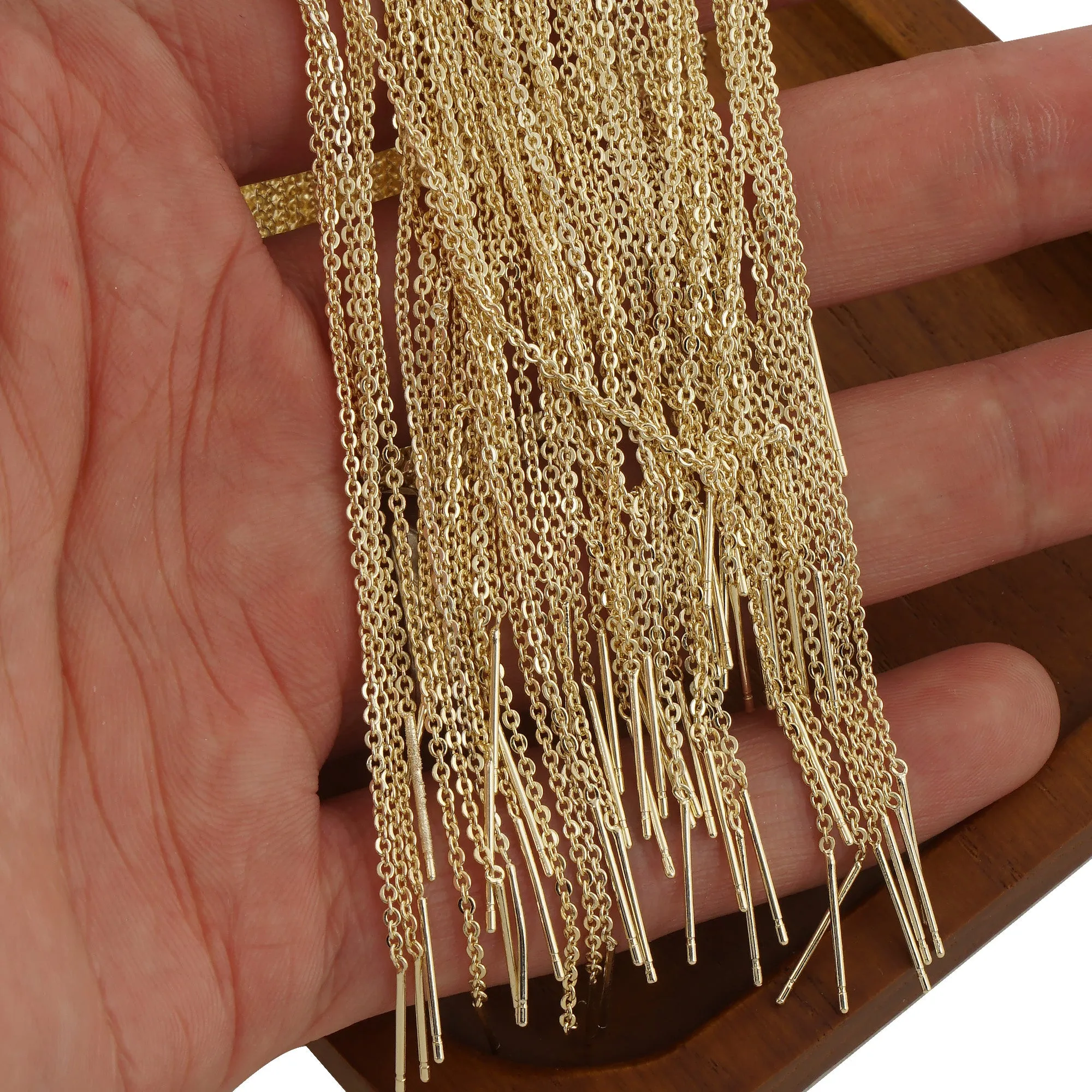 18" 14k Gold filled Adjustable Necklace Foundation for Beads & Charms,cable chain Jewelry Making 5pcs 10405050