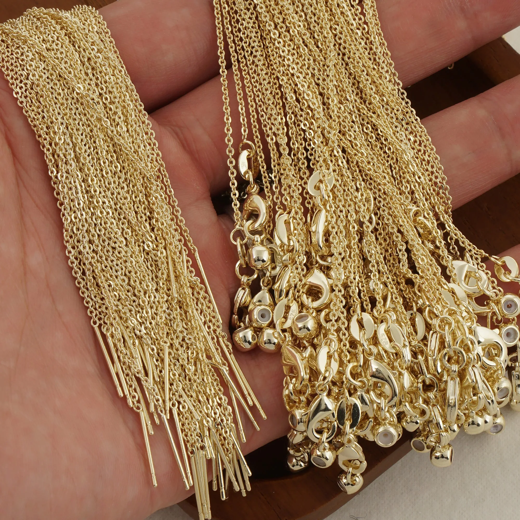 18" 14k Gold filled Adjustable Necklace Foundation for Beads & Charms,cable chain Jewelry Making 5pcs 10405050